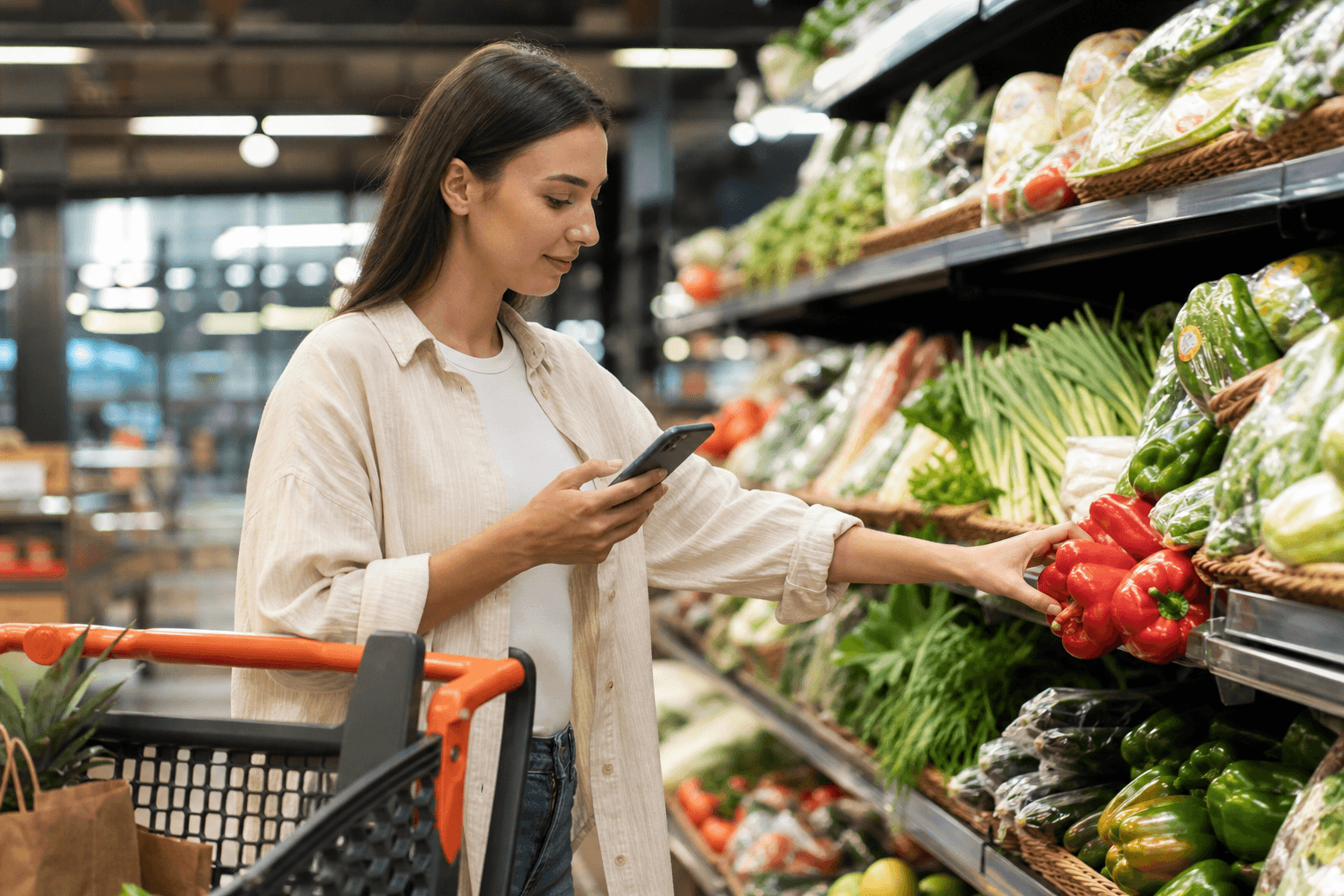 Fresh groceries prepared for delivery
