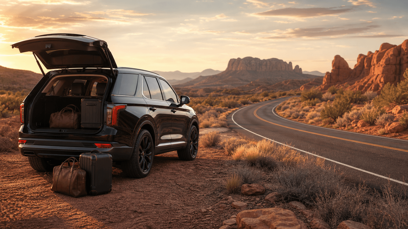 An upscale SUV with luggage ready for a private Arizona city transfer